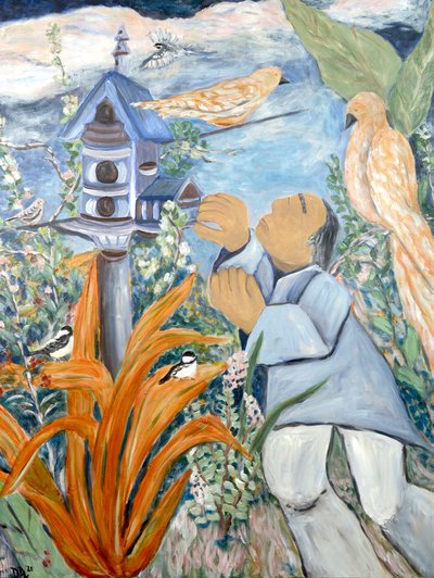 BirdMan, 2020 (acrílico sobre tela) de Deborah Eve Alastra