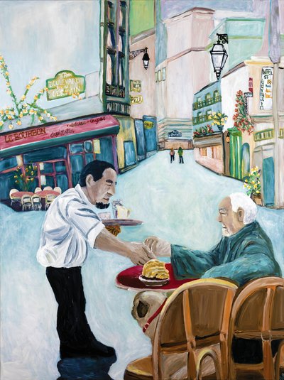 Café St. Germain, 2017 (acrílico sobre tela) de Deborah Eve Alastra