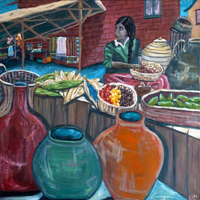 Mercado, 2023 (acrílico sobre tela) de Deborah Eve Alastra