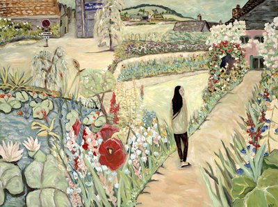 Nita em Giverny, 2017 (acrílico sobre tela) de Deborah Eve Alastra