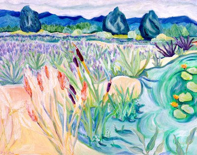 Sauvie Landscape, 2015 (acrílico sobre tela) de Deborah Eve Alastra