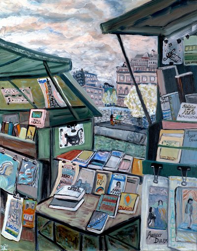 Shops On Seine, 2022 (acrílico sobre tela) de Deborah Eve Alastra