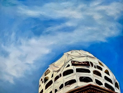 Reparações na cúpula, 2001 (óleo sobre tela) de Deborah Stevenson