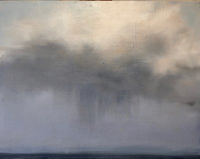 Tempestade sobre a água, 2021 (óleo sobre tela) de Deborah Stevenson