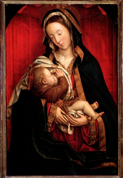 “” Virgem com o Menino ”” Virgem Maria amamentando Jesus de Defendente Ferrari