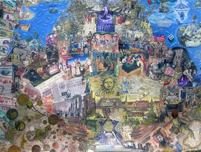 Morte de Crédito, 2010 (colagem e mídia mista sobre tela) de Deirdre Kelly