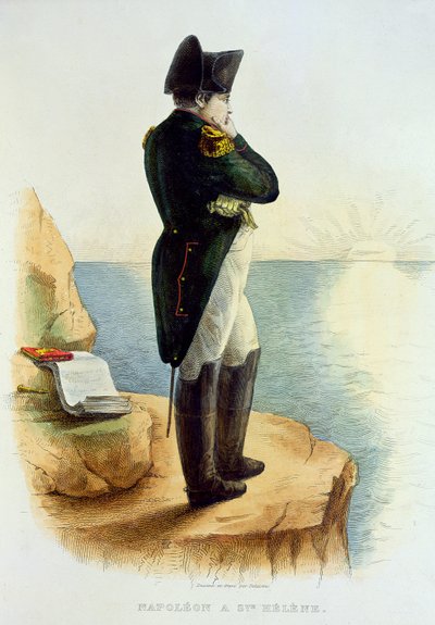 Napoleão na ilha de Santa Helena, ilustração do francês Plutarco por E. Mennechet, gravada por Delaistre, 1835 de Delaistre