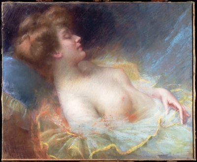 Jovem mulher dormindo (pastel) de Delphin Enjolras