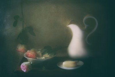 Rosas murchas e jarro de Delphine Devos