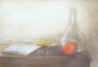 Livro antigo e maçã de Delphine Devos