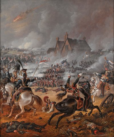 A Batalha de Waterloo (óleo sobre tela) de Denis (follower of) Dighton