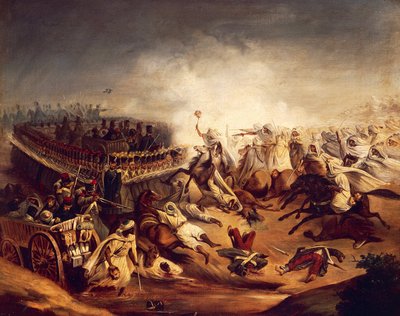 Contra-ataque argelino em Constantine durante as guerras coloniais, novembro de 1837, depois de Denis Auguste Marie Raffet (1804-1860) de Denis Auguste Marie (after) Raffet