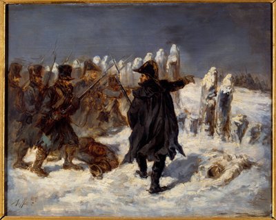 Episódio do retiro russo. Guerra Napoleônica (1812). Marechal Michel Ney (1769 - 1815) tem o Reduto de Kovno (1812). Pintura de Denis Auguste Raffet (1804-1860) de Denis Auguste Marie Raffet