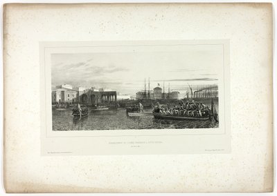 O desembarque do exército francês em Civita-Vecchia, 25 de abril de 1849, de lembranças da Itália: expedição a Roma de Denis Auguste Marie Raffet