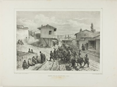 A rua principal de Baghtcheh-Saraï, Crimeia, 19 de agosto de 1837 de Denis Auguste Marie Raffet