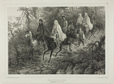 Família tártara viajante, perto de Ialta, Crimeia, 15 de agosto de 1837 de Denis Auguste Marie Raffet