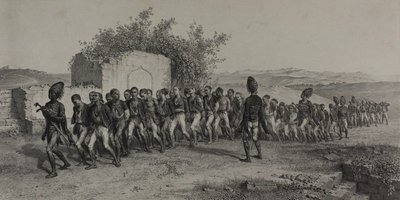 Recrutas turcos perto de Esmirna, 10 de novembro de 1837 de Denis Auguste Marie Raffet
