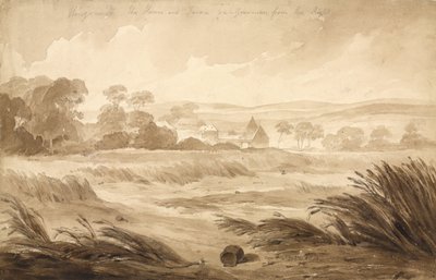 &39;No 1 Hougomont A casa e farme du - Gourman da direita&39;, 1815 (wc e lápis sobre papel) de Denis Dighton