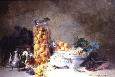 Natureza morta dos alperces e outros frutos de Denis Pierre Bergeret