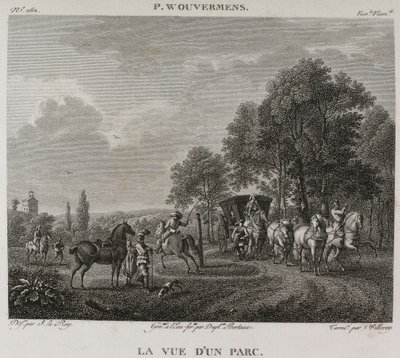 Denis-Sébastien Leroy, Antoine-Claude-François Villerey e Jean Duplessis-Bertaux - Vista de um parque, segundo Wouwerman - 1802-1815 de Denis Sebastien Leroy