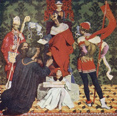 João Cabot e os seus filhos recebem a Carta do Rei Henrique VII para navegarem em busca de Novas Terras de Denis William Eden