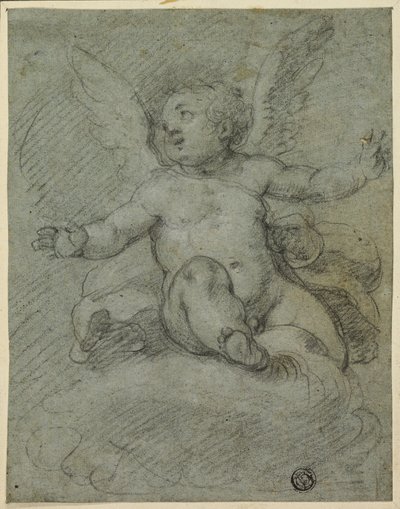 Putto sentado nas nuvens de Denys Calvaert