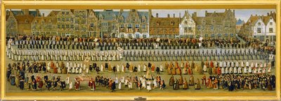 Celebrações do Ommeganck ou Papagayo, em Bruxelas: Procissão das ordens religiosas e dos monges ... (pintura sobre tela) de Denys van Alsloot