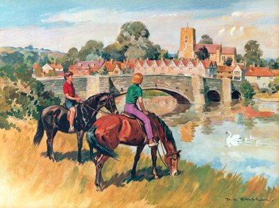 Cena campestre inglesa (litografia a cores) de Derek Charles Eyles