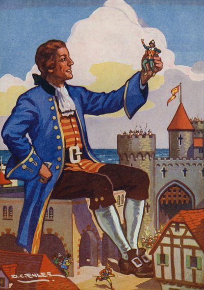 Gulliver e os pequenotes (litografia a cores) de Derek Charles Eyles