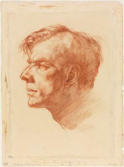 Retrato de John Fothergill, c.1907 (sanguíneo sobre papel) de Derwent Lees