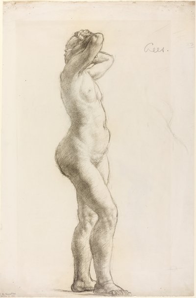 Estudo de uma figura feminina, c.1906-07 (giz preto sobre papel) de Derwent Lees