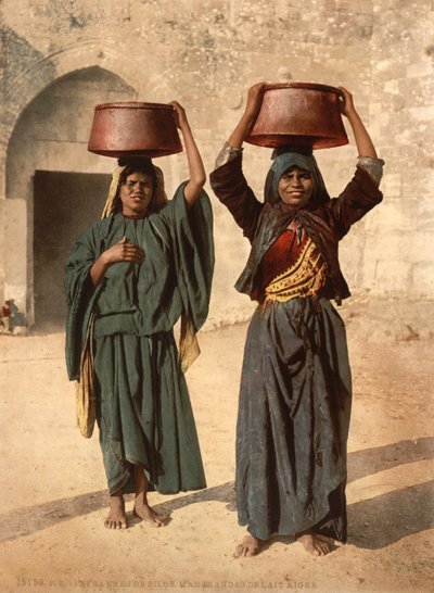 Leiteiros de Siloé, Terra Santa, c.1890 (impressão fotomecânica) de Detroit Photographic Co.