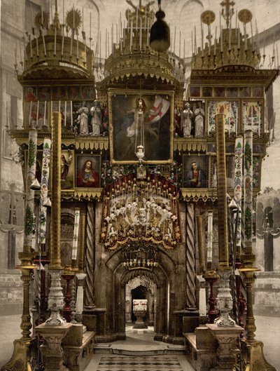 O interior do Santo Sepulcro, Jerusalém, Terra Santa, c.1890-c.1900 (fotocópia) de Detroit Photographic Co.