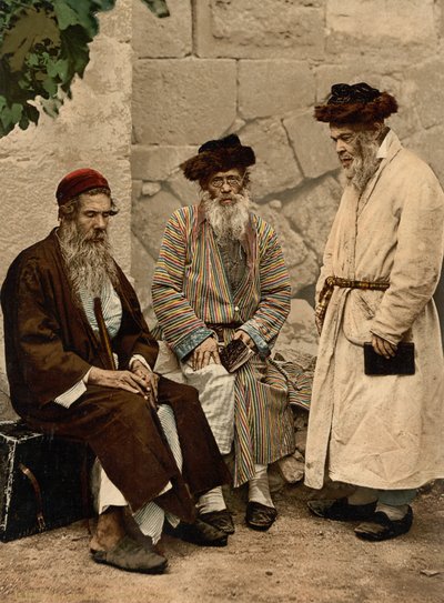 Tipos de judeus em Jerusalém, Terra Santa, c.1890-c.1900 (fotocópia) de Detroit Photographic Co.