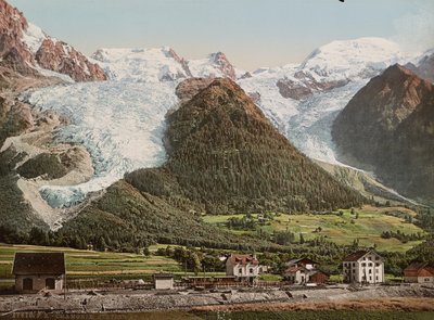 Estação de Chamonix e Glaciar dos Bossons, c.1890-1906 (impressão fotocrómica) de Detroit Publishing Co.