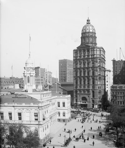 City Hall and World Building, New York City, USA, c.1905 (foto a p/b) de Detroit Publishing Co.