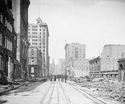 Olhando para a California Street de Sansome Street, São Francisco de Detroit Publishing Co.