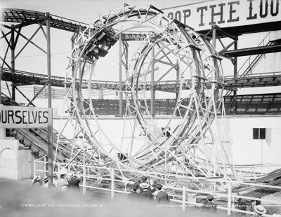 Loop the Loop, Coney Island, Nova York, c.1903 (foto a p/b) de Detroit Publishing Co.