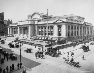 Edifício da Biblioteca Pública de Nova York, c.1911-20 (foto a p-b) de Detroit Publishing Co.