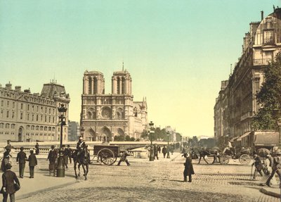 Notre Dame e ponte de São Miguel, Paris, França, c.1900 de Detroit Publishing Co.