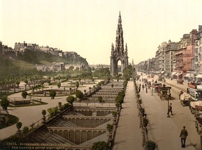 Princes Street, o castelo e Scott Monument, Edimburgo, c.1890-1900 de Detroit Publishing Co.