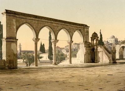 Púlpito do Cadi Borhan-ed-din, Jerusalém, Terra Santa, c.1890-1900 (impressão fotocrómica) de Detroit Publishing Co.