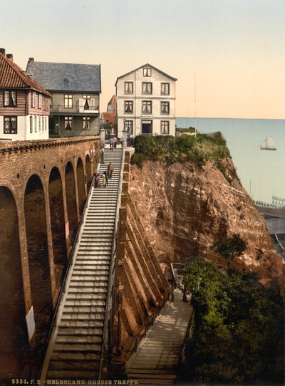 The Grand Staircase, Helgoland, Alemanha, Impressão fotocromática, c.1900 de Detroit Publishing Co.