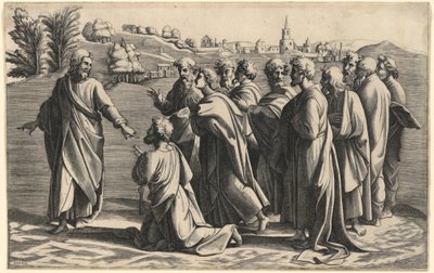 Cristo fazendo de São Pedro Cabeça da Igreja de Diana Scultori after Raphael