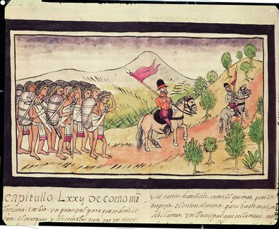 Fol.204v Os índios Totonac Ajudam os Conquistadores a Transportar Materiais, 1579 de Diego Duran