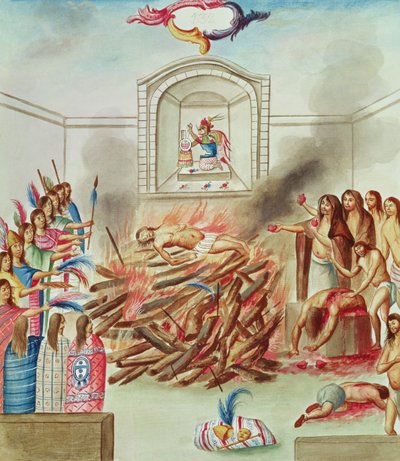 Tome 3 fol.132, um sacrifício humano, do "Teatro de la Nueva Espana", final do século XVIII de Diego Garcia Panes y Avellan