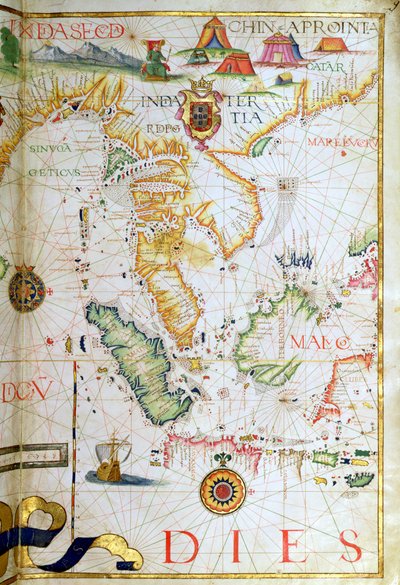 Continente Sudeste Asiático, detalhe de um atlas mundial, 1565 de Diego Homem