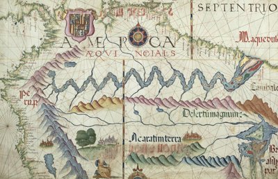 Norte da América do Sul, detalhe de um atlas mundial, 1565 de Diego Homem