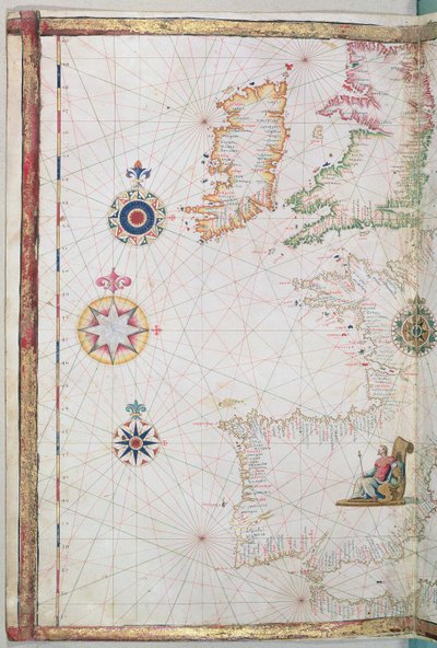 As Ilhas Britânicas e a Ibéria, detalhe de um atlas mundial, 1565 de Diego Homem