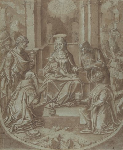 A Adoração do desenho animado Magi para um Bordado, 1587-89. de Diego Lopez de Escuriaz.